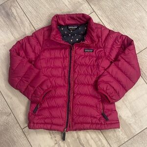 Patagonia Jacket Girls Small (7-8 kids) Pink Duckdown Puffer Full Zip Up